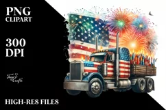 Festive Fireworks with USA Flag | Sublimation Clipart Product Image 1
