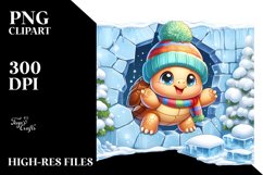 Cute Baby Turtle Exiting through Icy Wall Product Image 2
