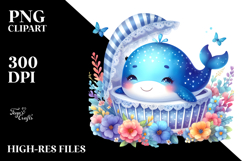Colorful Baby Whale Sleeping | Clipart Product Image 2