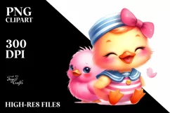 Colorful Baby Duck Sailor Sun | Sublimation | Clipart Product Image 1