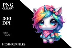Cute Baby Unicorn Watercolor Drawing Product Image 2