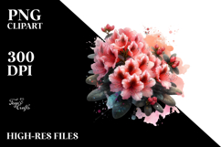 Rhododendron with Watercolor Splash PNG Product Image 2
