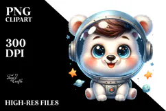 Cute Baby Bear with Astronaut Helmet PNG Product Image 2