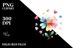 Simple Boho Flower with Heart Petals PNG Product Image 2