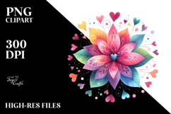 Simple Boho Flower, Watercolor PNG Product Image 2