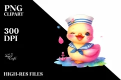 Colorful Baby Duck Sailor Sun | Sublimation | Clipart Product Image 3