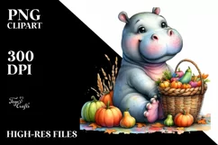 Colorful Baby Hippo | Watercolor | Basket Product Image 3