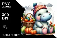Colorful Baby Hippo | Watercolor | Basket Product Image 1
