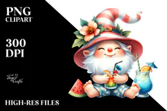 Whimsical Gnome Drinking Cocktail PNG Product Image 2