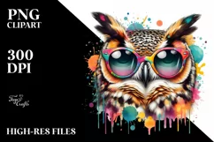 Colorful Quirky Owl Sunglasses Art Product Image 3