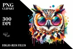 Colorful Quirky Owl Sunglasses Art Product Image 1