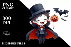 Funny Vampire Halloween Clipart PNG Product Image 3