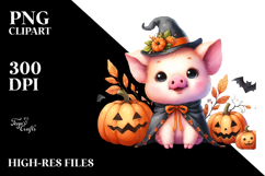 Cute Baby Pig Halloween Scene Product Image 2