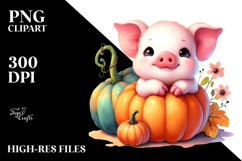 Cute Baby Pig with Pumpkin Product Image 2