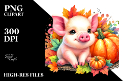 Cute Baby Pig with Pumpkin Product Image 2