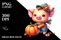Cute Baby Pig with Pumpkin Product Image 2