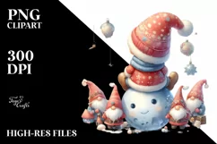 Cute Santa with Gnomes on a Moon PNG Product Image 1
