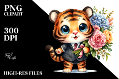 Expressive Tiger with Flower Bouquet Product Image 2