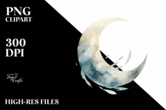 Whimsical Moon Clipart, Transparent PNG Product Image 3