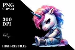 Cute Unicorn Sitting, Cool Haircut PNG Product Image 3