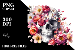 Half Skull Spring Flowers PNG Product Image 2