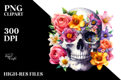 Pastel Skull with Spring Flowers PNG Product Image 2