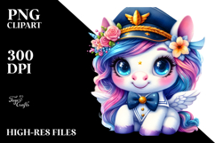 Smiling Unicorn with Sailor Outfit PNG Product Image 2