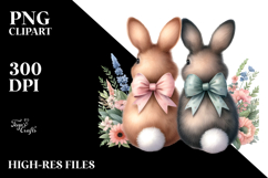 Back View Bunnies with Bow PNG Product Image 2