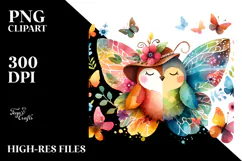 Colorful Bird Butterfly Painting, PNG Product Image 2