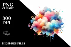 Colorful Watercolor Cloud | Watercolor | Clipart Product Image 1