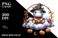 Watercolor Hippo in Halloween Style PNG Product Image 2