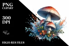Detailed Glossy Mushroom Watercolor Splash PNG Product Image 3