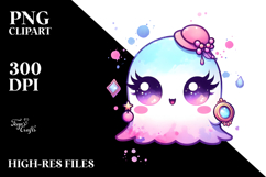 Watercolor Ghost with Glam Accessories PNG Product Image 2