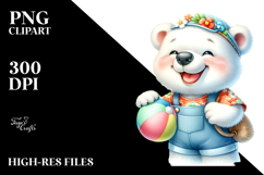 Energetic Baby Polar Bear in Summer PNG Product Image 2