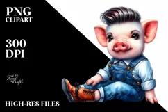 Cute Baby Pig Watercolor PNG Product Image 3