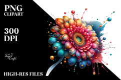 Colorful Gerbera with Golden Accents, PNG Product Image 2