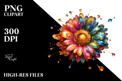Colorful Gerbera with Golden Accents, PNG Product Image 2