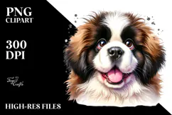 Happy Saint Bernard, Watercolor PNG Product Image 2