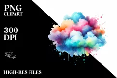 Colorful Watercolor Cloud | Watercolor | Clipart Product Image 1