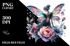 Gothic Fairy on Flower PNG Product Image 2