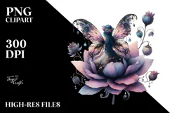 Gothic Fairy on Flower from Back PNG Product Image 2