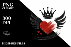 Heart with Wings and Crown PNG Product Image 2