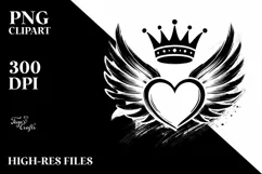 Simple Paintbrush Style Heart Wings PNG Product Image 2