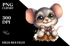 Funny Mouse Portrait | Watercolor Clipart Product Image 2