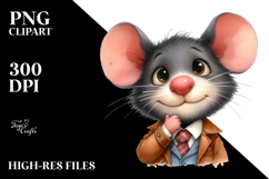 Funny Mouse Portrait | Watercolor Clipart Product Image 2