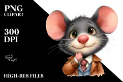 Funny Mouse Portrait | Watercolor Clipart Product Image 2