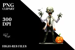 Funny Zombie Halloween Clipart PNG Product Image 3