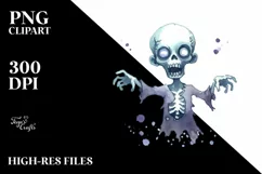 Funny Zombie Halloween Clipart PNG Product Image 1