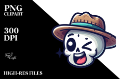 Silly Cartoon Suggar Skull with Winking Eye PNG Product Image 2