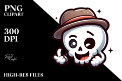 Silly Cartoon Suggar Skull with Winking Eye PNG Product Image 2